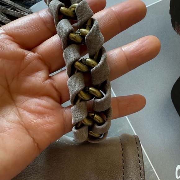 New - Ann Taylor Taupe real suede Leather Shoulder Bag - Picture 5 of 10